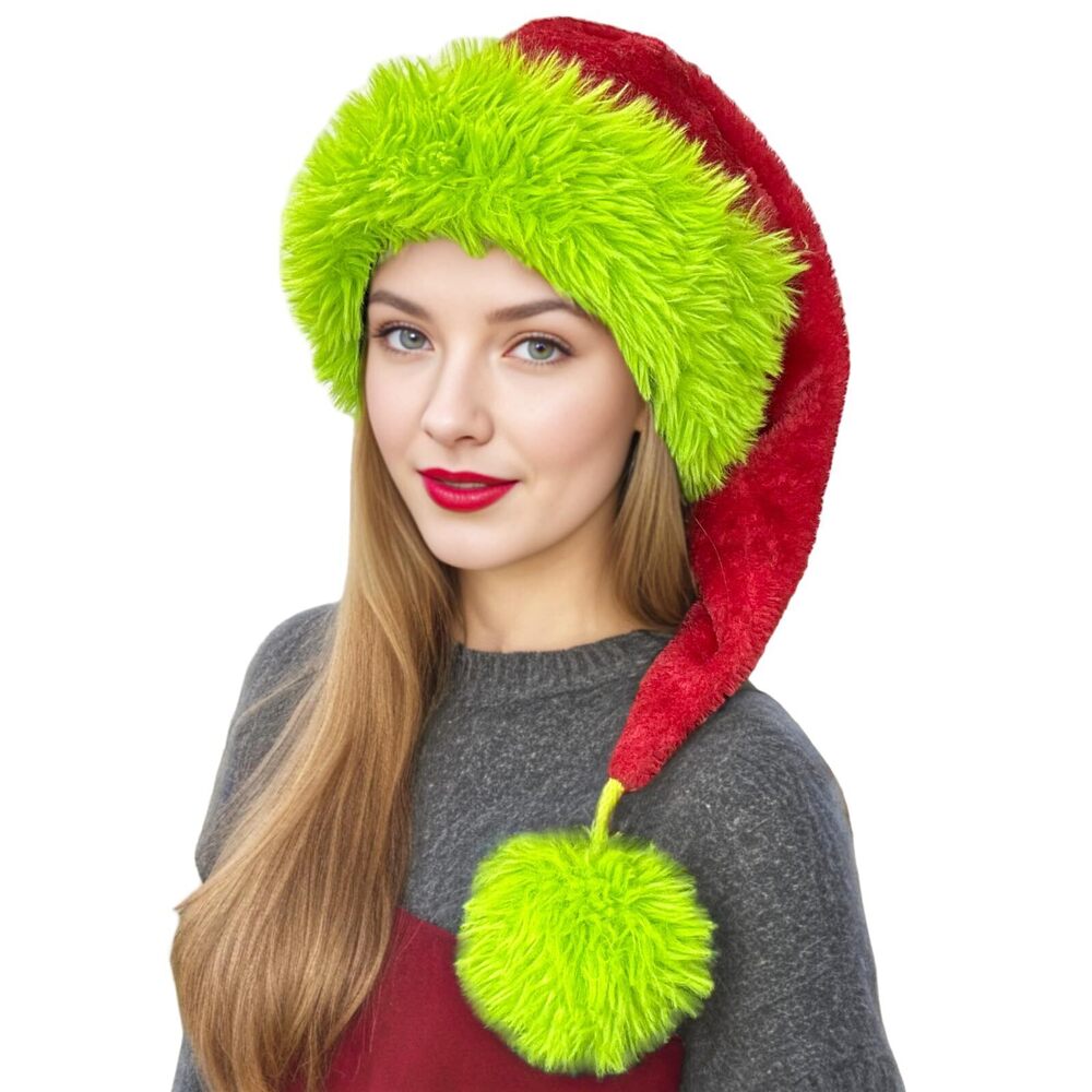 4365 Long Santa Hat for Adults, Green Red Personalized Christmas Hats or